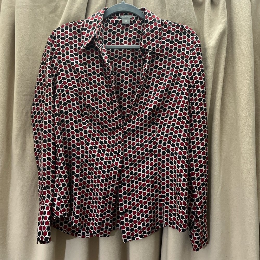 Ann Taylor Red and Black Blouse